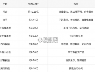 短视频App用户数量排行